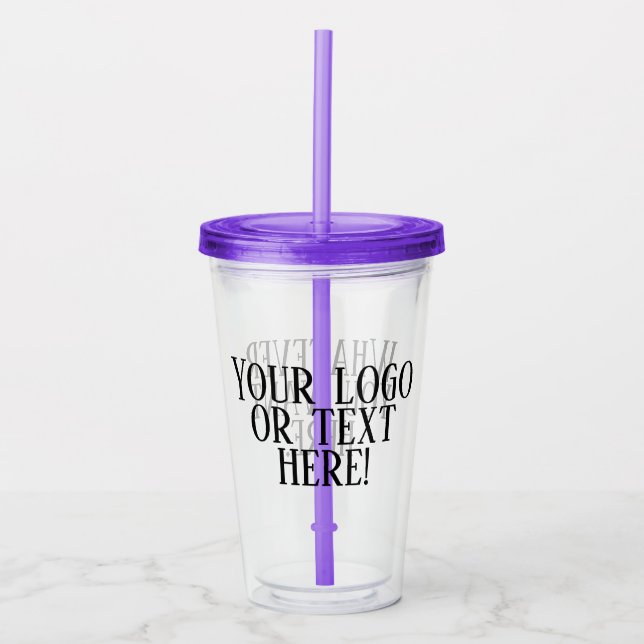 Vaso Acrílico Tu Logo O Bebida Fría De Texto (Anverso)