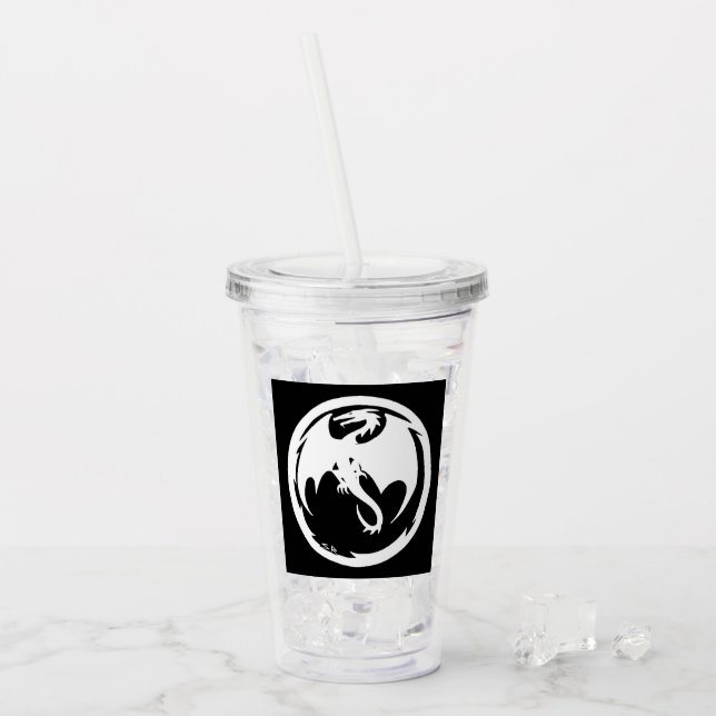 Vaso Acrílico Tubo acrílico blanco Dragon (Anverso (hielo))