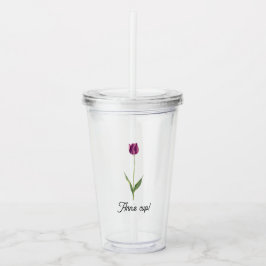 Vaso Acrílico Tulipán Morado Elegante Personalizado