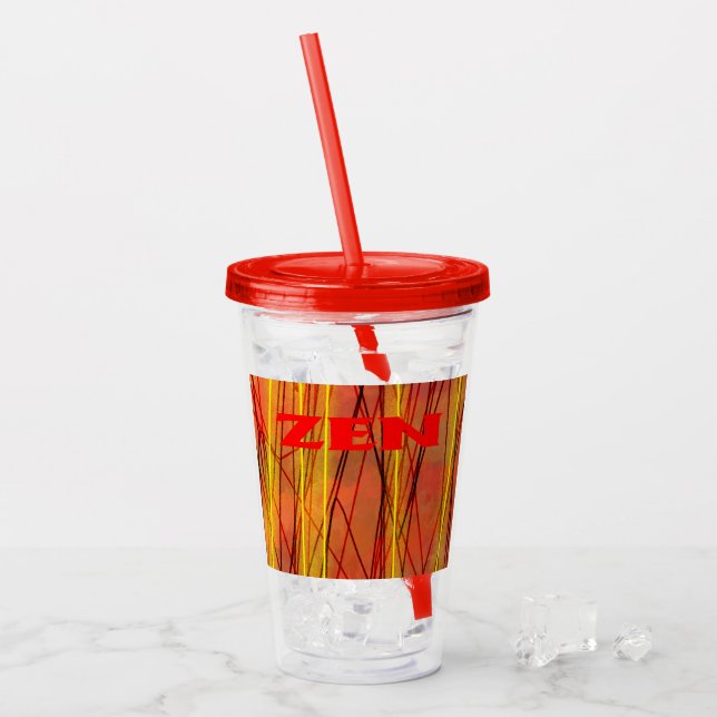 Vaso Acrílico Tumblador de acrílico rojo de alambre rojo Zen (Anverso (hielo))