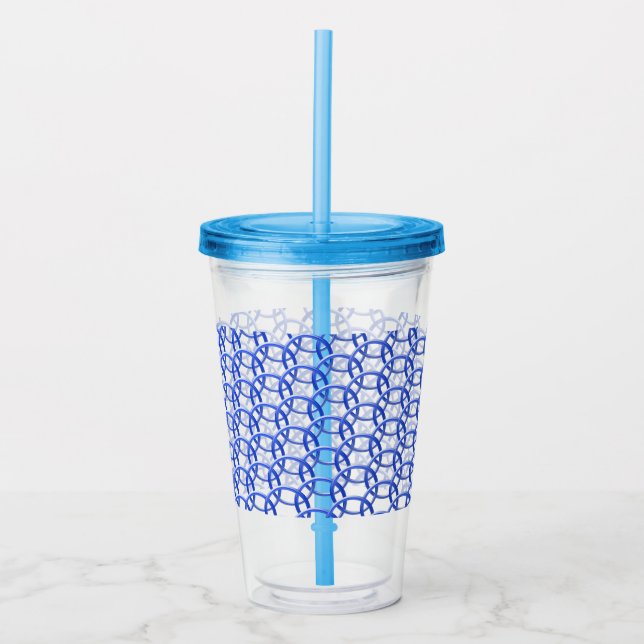 Vaso Acrílico Tumbler acrílico - Anillos azules interbloqueados (Anverso)