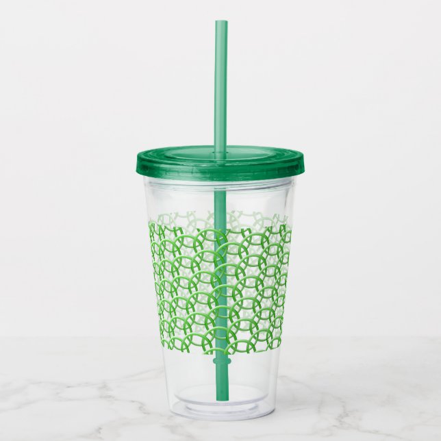 Vaso Acrílico Tumbler acrílico - Anillos verdes interbloqueados (Anverso)
