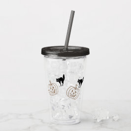Vaso Acrílico Tumbler acrílico - Calabazas y gatos negros