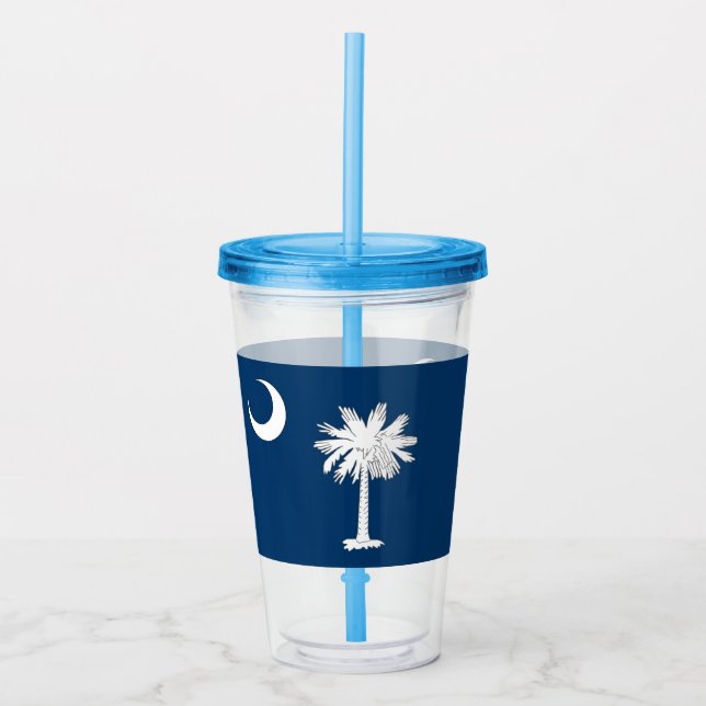 Vaso Acrílico Tumbler acrílico con bandera de Carolina del Sur (Anverso)