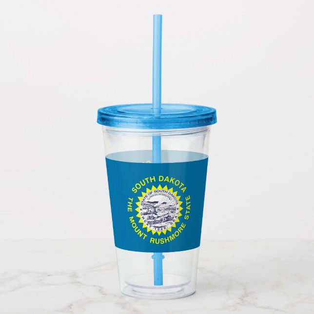 Vaso Acrílico Tumbler acrílico con bandera de Dakota del Sur (Anverso)