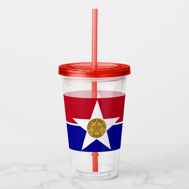 Vaso Acrílico Tumbler acrílico con bandera de Dallas, Texas (Anverso)