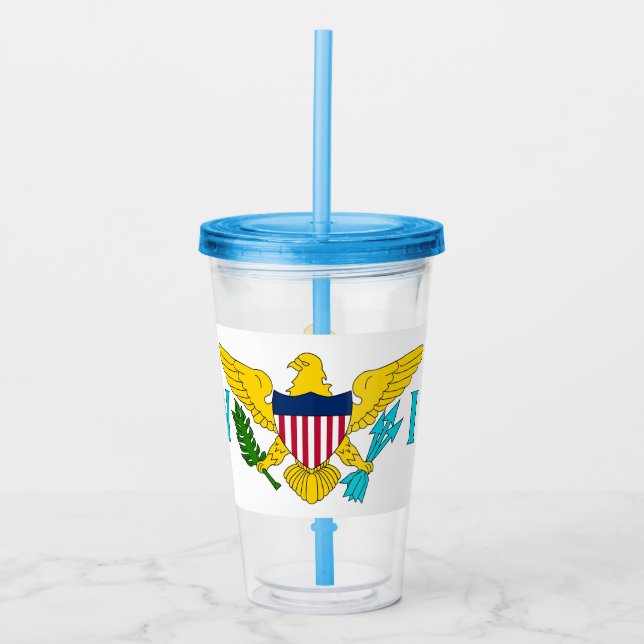 Vaso Acrílico Tumbler acrílico con bandera de Isla Virgen (Anverso)