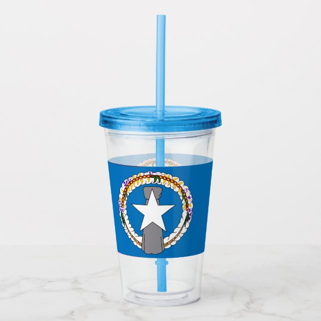 Vaso Acrílico Tumbler acrílico con bandera de Mariana del Norte (Anverso)
