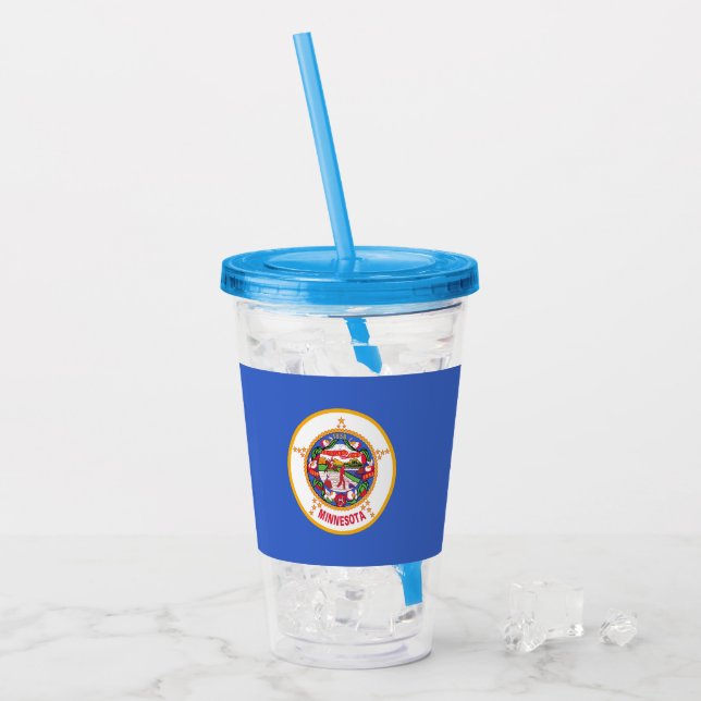 Vaso Acrílico Tumbler acrílico con bandera de Minnesota (Anverso (hielo))