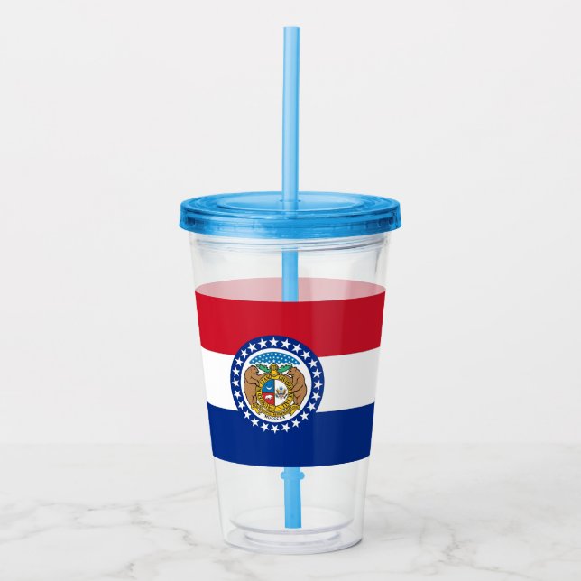 Vaso Acrílico Tumbler acrílico con bandera de Misuri (Anverso)