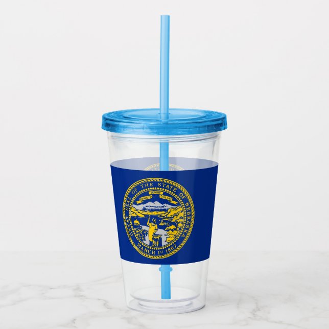 Vaso Acrílico Tumbler acrílico con bandera de Nebraska (Anverso)