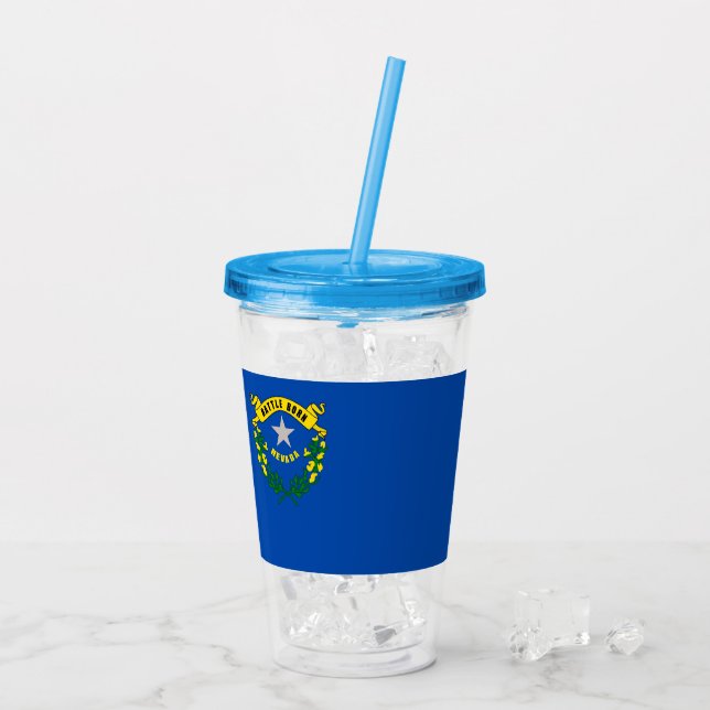 Vaso Acrílico Tumbler acrílico con bandera de Nevada (Reverso (hielo))