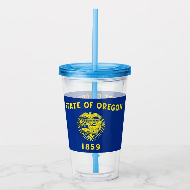 Vaso Acrílico Tumbler acrílico con bandera de Oregón (Anverso)