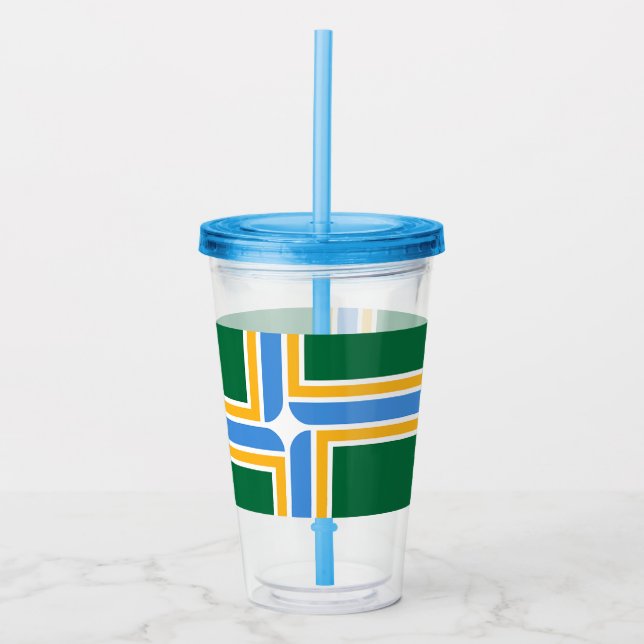 Vaso Acrílico Tumbler acrílico con bandera de Portland (Anverso)