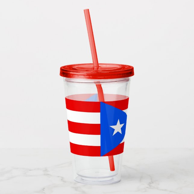 Vaso Acrílico Tumbler acrílico con bandera de Puerto Rico (Izquierda)