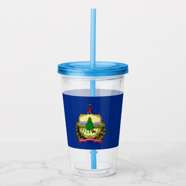 Vaso Acrílico Tumbler acrílico con bandera de Vermont (Anverso)
