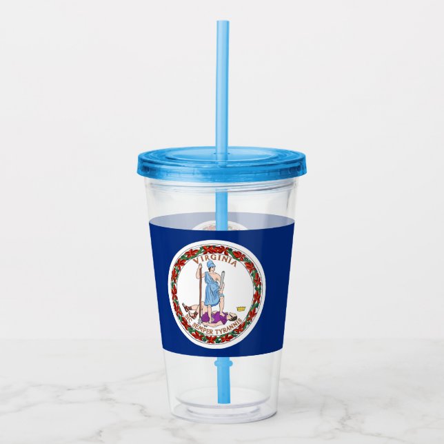 Vaso Acrílico Tumbler acrílico con bandera de Virginia (Anverso)