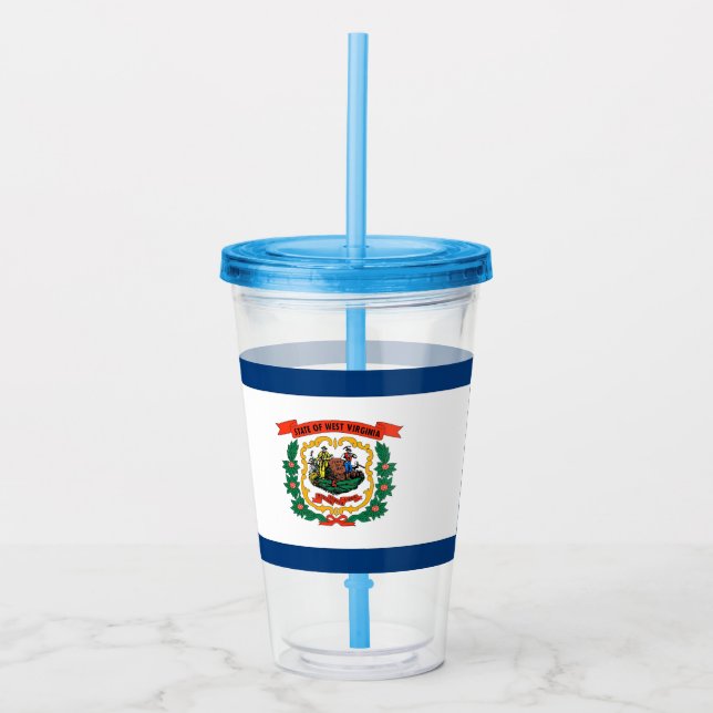 Vaso Acrílico Tumbler acrílico con bandera de Virginia Occidenta (Anverso)