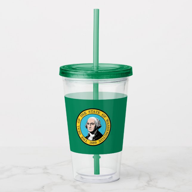 Vaso Acrílico Tumbler acrílico con bandera del estado de Washing (Anverso)