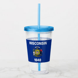 Vaso Acrílico Tumbler acrílico con bandera del estado de Wiscons