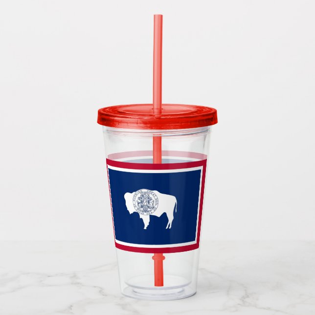 Vaso Acrílico Tumbler acrílico con bandera del estado de Wyoming (Anverso)