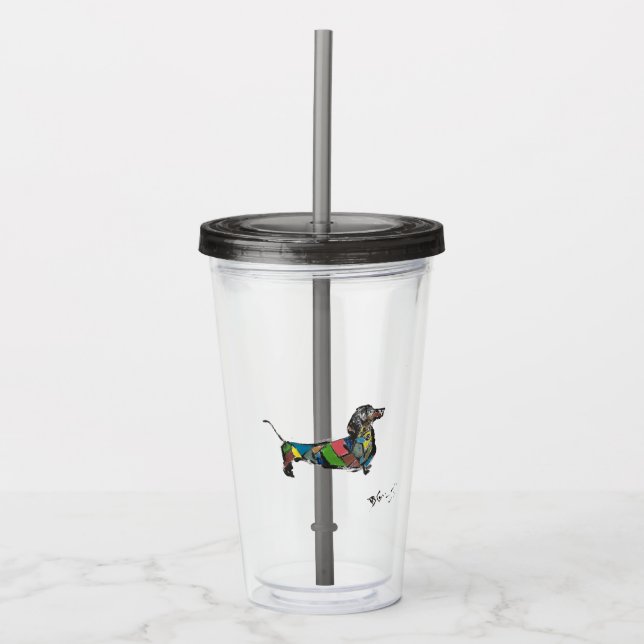 Vaso Acrílico Tumbler acrílico con Dachshund (Anverso)