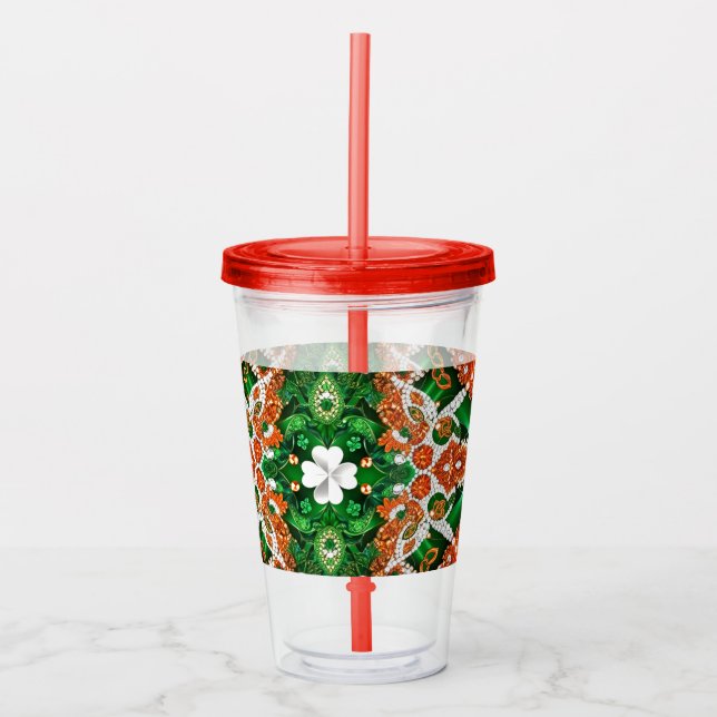 Vaso Acrílico Tumbler acrílico con diseño de colores irlandeses (Anverso)