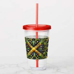 Vaso Acrílico Tumbler acrílico con diseño de colores jamaiquinos