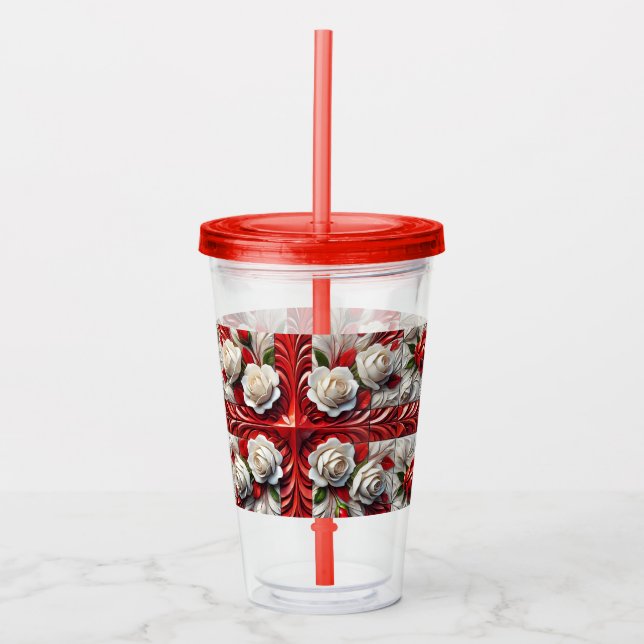 Vaso Acrílico Tumbler acrílico con diseño de Rosas ingleses (Anverso)