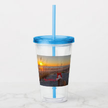 Tumbler acrílico con foto temática de la playa de 
