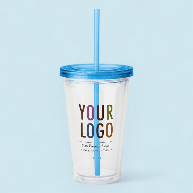 Vaso Acrílico Tumbler acrílico con logotipo personalizado sin pa (MISOOK Acrylic Tumbler with Logo Blue Lid and Straw)
