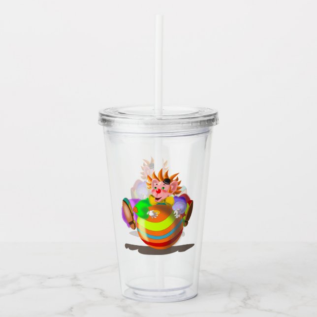 Vaso Acrílico Tumbler acrílico con payaso feliz (Anverso)