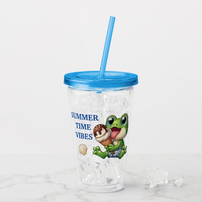 Vaso Acrílico Tumbler acrílico con vibraciones de verano (Reverso (hielo))