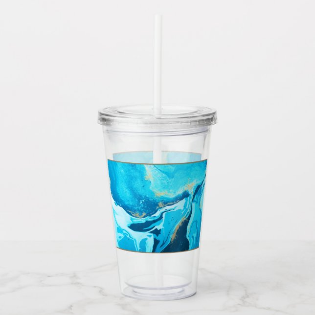 Vaso Acrílico Tumbler acrílico de aspecto de mármol azul (Anverso)