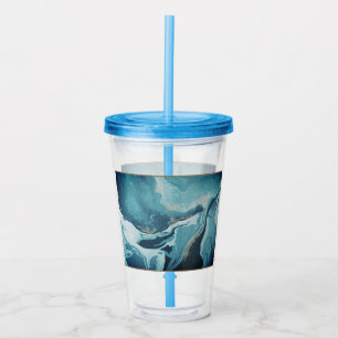 Vaso Acrílico Tumbler acrílico de aspecto de mármol Verde azulad