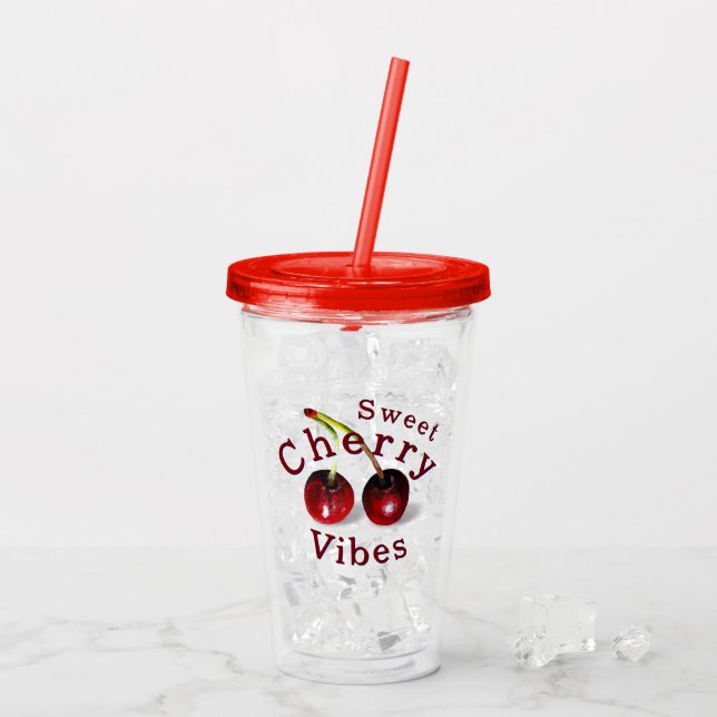 Vaso Acrílico Tumbler acrílico de cereza (Reverso (hielo))