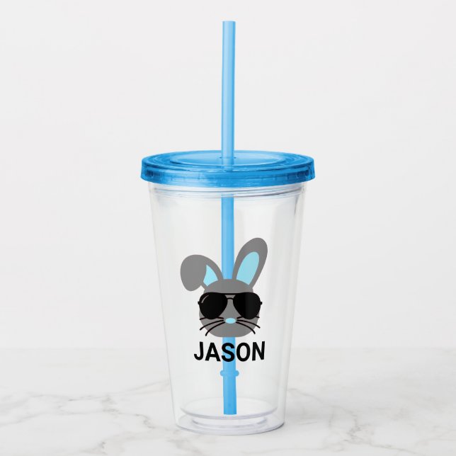 Vaso Acrílico Tumbler acrílico de conejito de Pascua personaliza (Anverso)