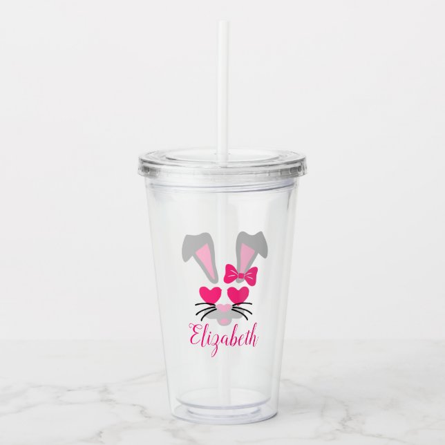 Vaso Acrílico Tumbler acrílico de conejito de Pascua personaliza (Anverso)