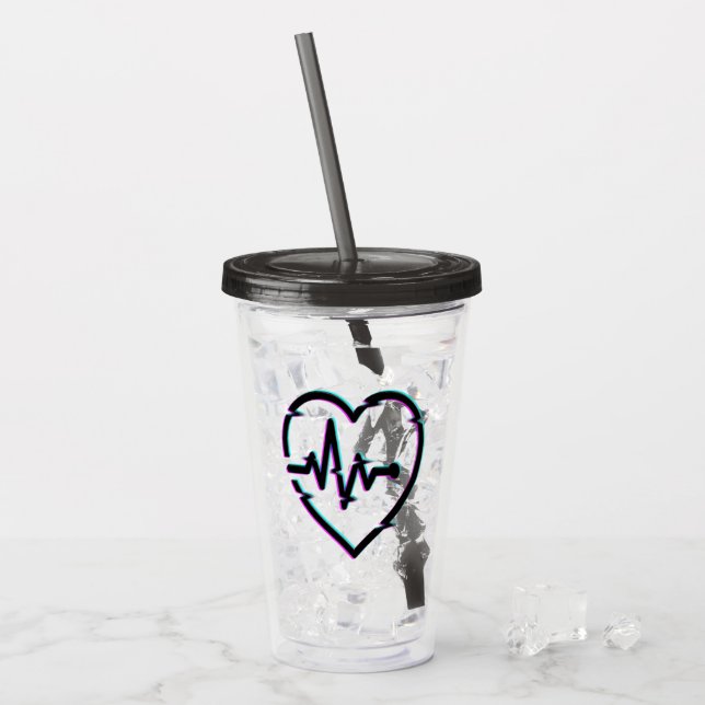 Vaso Acrílico Tumbler acrílico de control del corazón (Anverso (hielo))