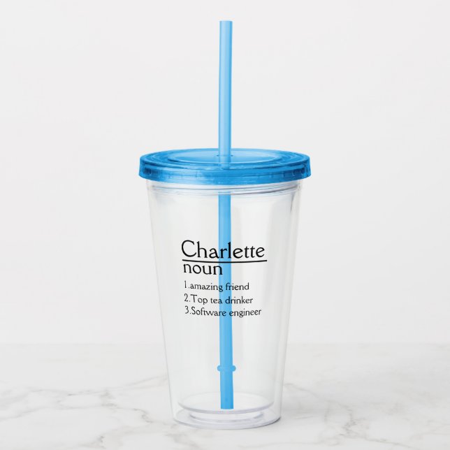 Vaso Acrílico Tumbler acrílico de definición de nombre personali (Anverso)