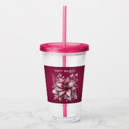 Vaso Acrílico Tumbler acrílico de festividad floral rosa