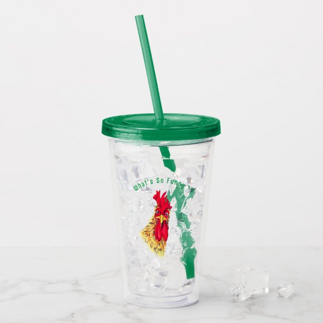 Vaso Acrílico Tumbler acrílico de gallo gracioso - Personalizado (Anverso (hielo))