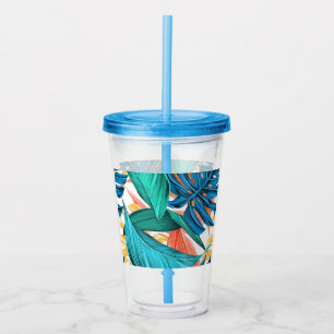 Vaso Acrílico Tumbler acrílico de hojas tropicales