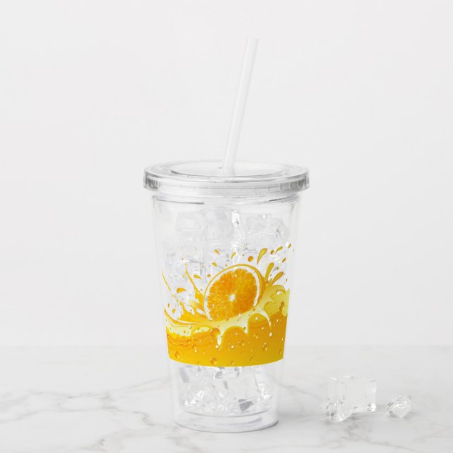 Vaso Acrílico Tumbler acrílico de naranja y Naranja (Reverso (hielo))
