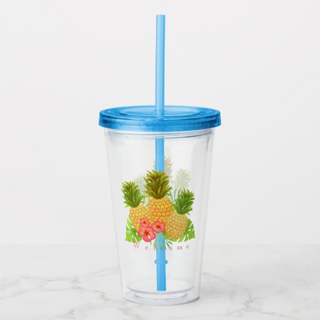 Vaso Acrílico Tumbler acrílico de piña (Anverso)