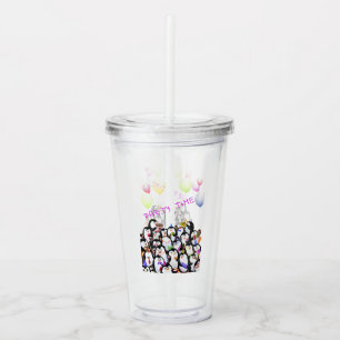 Vaso Acrílico Tumbler acrílico de pingüinos felices