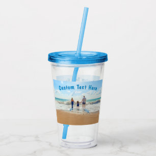 Vaso Acrílico Tumbler acrílico de tu foto con texto Personalizad