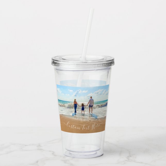 Vaso Acrílico Tumbler acrílico de tu foto con texto Personalizad (Reverso)