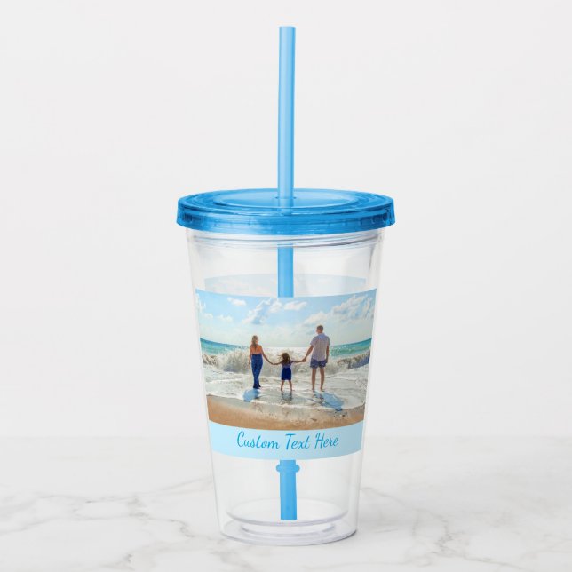 Vaso Acrílico Tumbler acrílico de tu foto con texto Personalizad (Anverso)