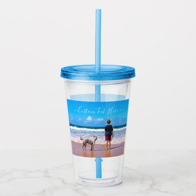 Vaso Acrílico Tumbler acrílico de tu foto con texto Personalizad (Anverso)